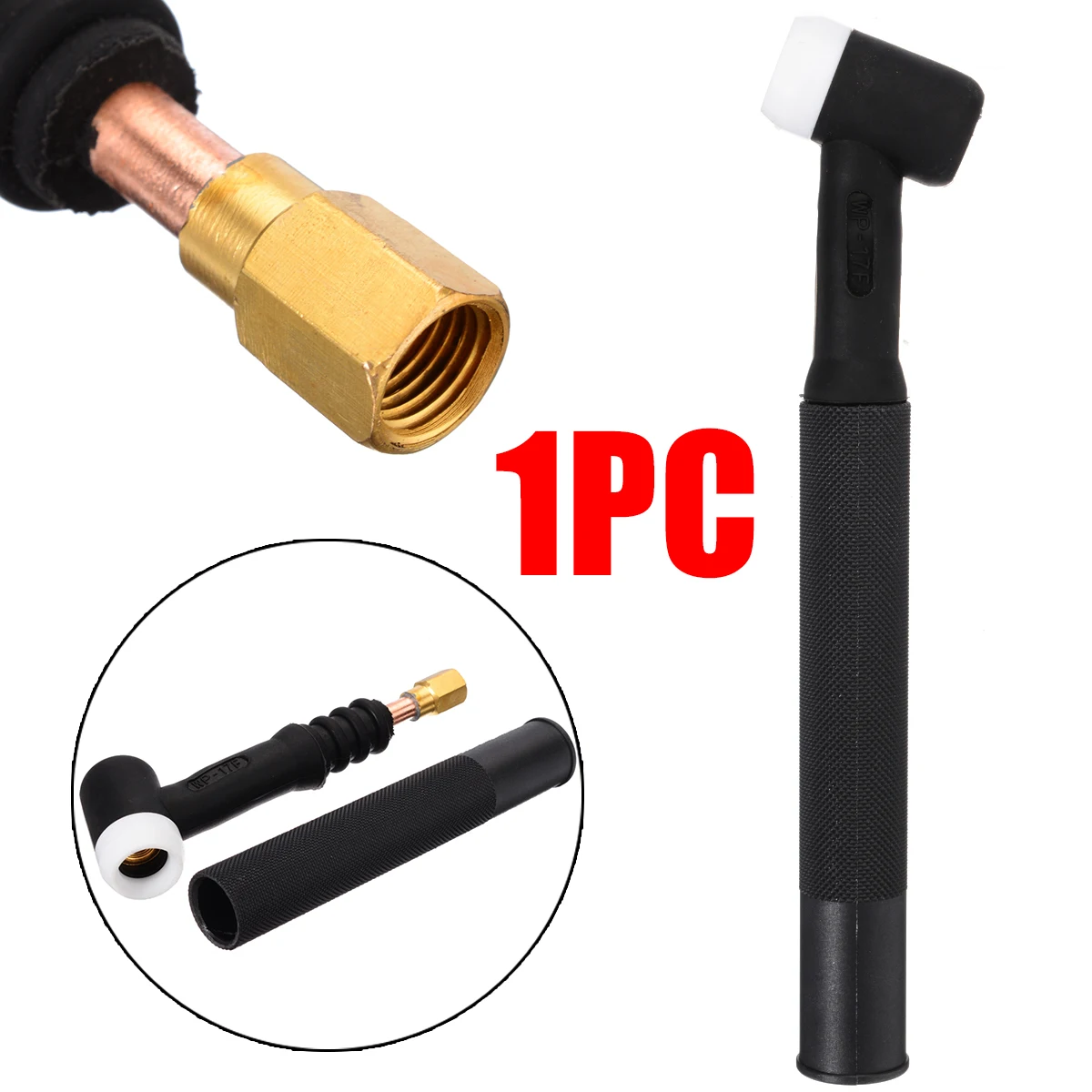 1pc New Practical 150A WP-17F TIG Welding Torch Head Body Flexible Air-Cooled With Handle Welding Tool Supporting Equipment soft flexible neck m8x1mm thread qq 150 qq150 qq 150 150a tig argon welding welder torch burner handle head