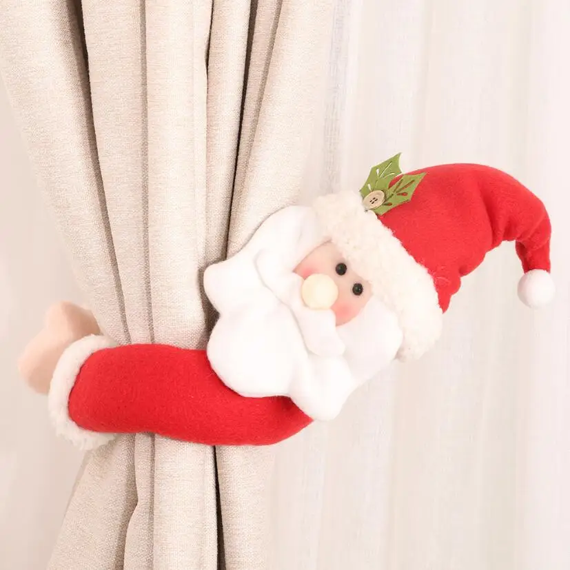 santa Креативная шторка с пряжкой рождественские украшения для дома мультфильм Санта Клаус Лось Снеговик новогодние шторы декоративные J047 - Цвет: santa