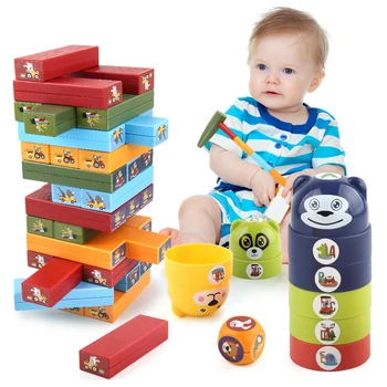 

Hercules Balance Stacks of High Building Blocks Stacked Arhat Knock Knock Music Parent-Child Interactive Educational Toy