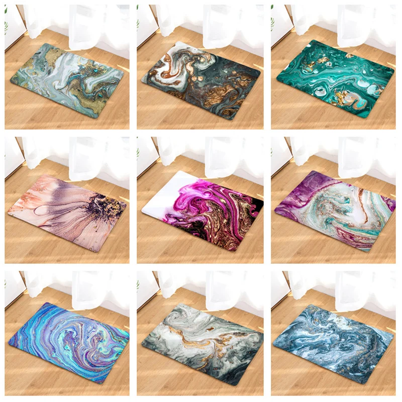 

Abstract Marble Colorful Bedroom Rug Stone Texture Printed Living Room Rug Large Flannel Floor Mat Area Rug Coffee Table Mat
