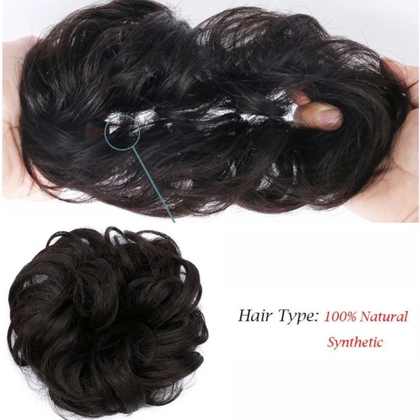 Энергичные кудрявые грязные булочки поддельные волосы резинка для волос Синтетические шиньоны для наращивания свадебные волосы парик кусок женщины дети резинки для волос