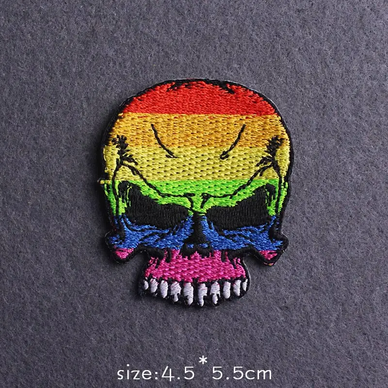 Punk Patch Iron On Sew King Lion Skull Bear Embroidery Clothes Patches Badge DIY