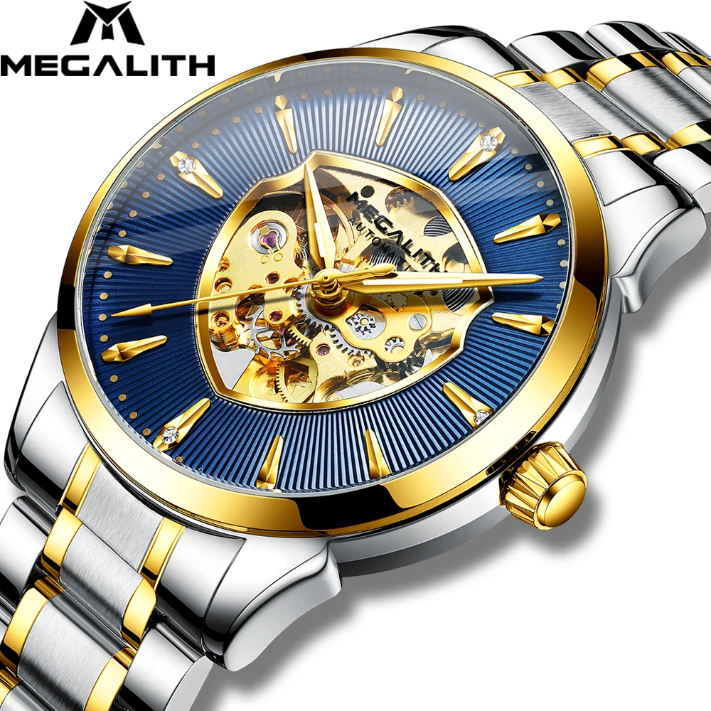 

MEGALITH Men Watches Top Fashion Brand Automatic Mechanical Man Watch Luxury Stainless Steel Male Clocks Relogio Masculino 8210