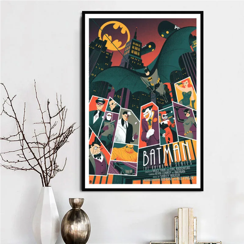 Картина на холсте Бэтмен мультсериал DC супергерой комикс Книга коллаж постеры принты художественные настенные картины гостиная домашний декор
