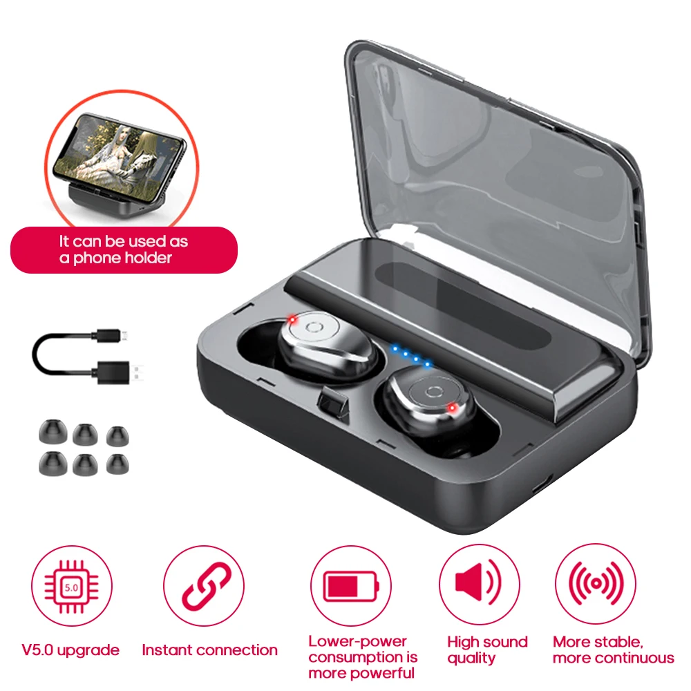 Bluetooth Earphone Wireless F9 Stereo Earphone BT5.0 CVC8.0 Noise Cancelling High Definition Sports Headset running earphone
