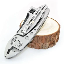 Camping Equipment Multi-tool Pliers Folding Knife Sharp Silver Stainless Steel Carved Lines Non-slip Outdoor Forest Tourism