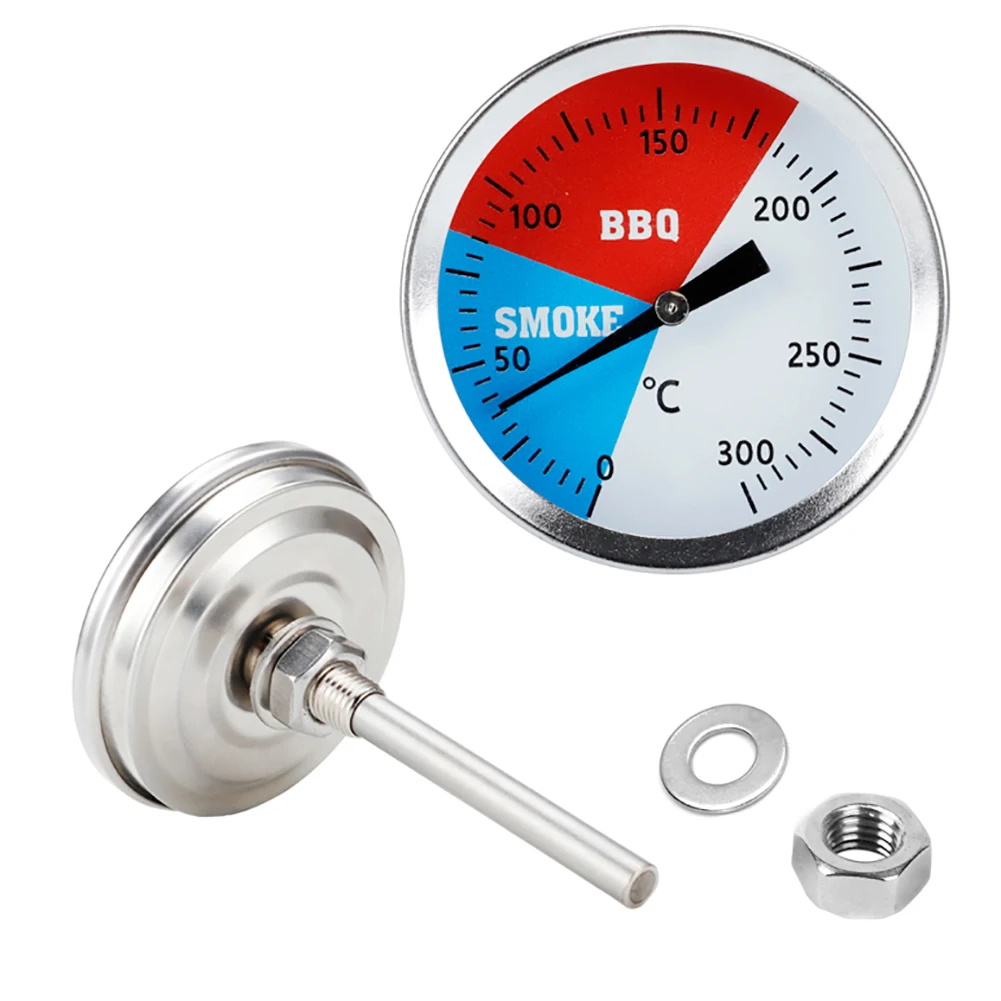 Stainless Steel Barbecue BBQ Smoker Grill Thermometer Temperature Gauge 0-300℃ 