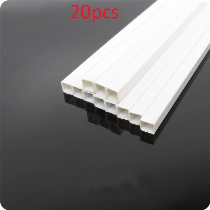 20pcs White Square Tube 310mm Plastic Abs Hollow Square Pipe 25cm
