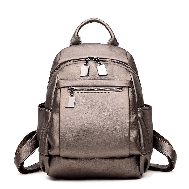 

Backpack for young travelers with soft PU leather, simple leisure and cross-border women's schoolbag