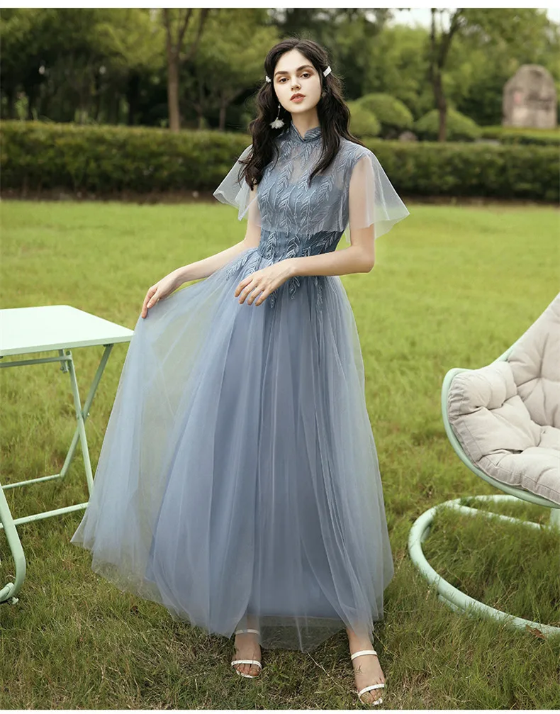 JYX-88108# платье подружки невесты длинное серое, синее, красное, винно-коричневое платье для свадебной вечеринки, выпускного вечера рождественское бальное платье дешевая для девочек