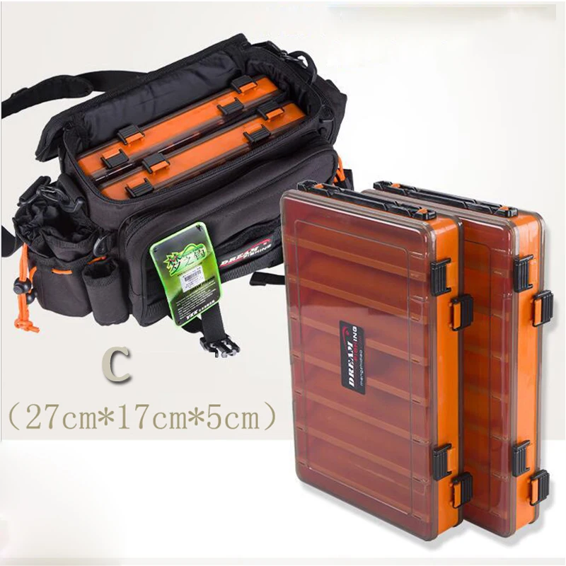 

Portable Double Sided Fishing Tackle Boxes Multifunction 14 Compartments Fishing Lures Container Box Fishing Gear Accessories