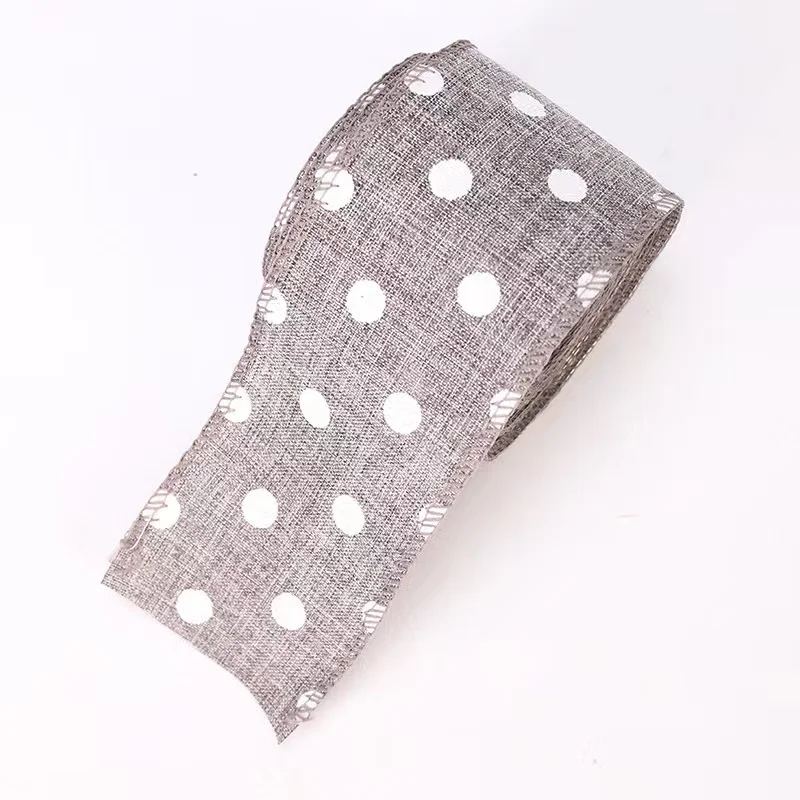 Imitation Burlap Ribbon 5.6m Christmas Ribbons DIY Bowknot For Christmas Tree Gift Decoration Wired Edge Linen Lattice