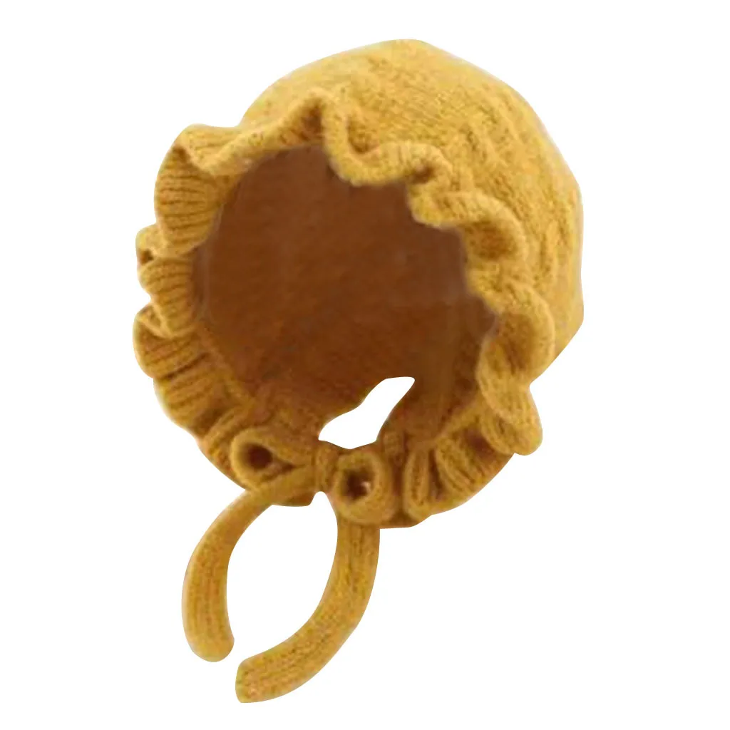 Princess Baby Girl Hat Laciness Knit Winter Newborn Hat Baby Bonnet Enfant Hats Kids Cap for Girls Warm New Born Caps#C