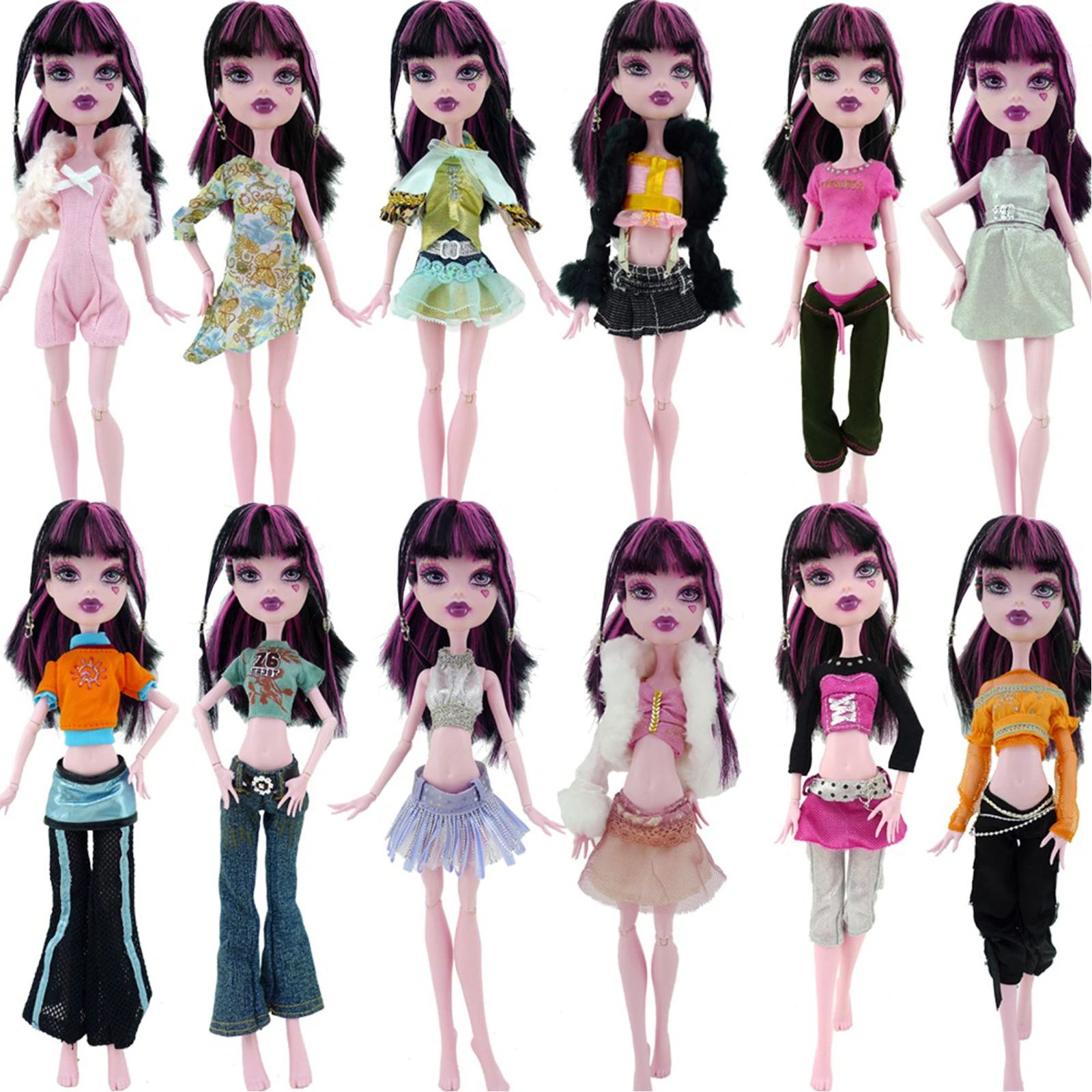 Conjunto de ropa de muñeca de uso diario, conjunto de 5 prendas de vestir  con blusa informal y pantalones, accesorios para muñecas Monster High|Muñecas|  - AliExpress