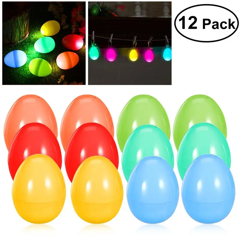 Пасхальное яйцо 12 шт пластиковые пасхальные яйца с фонариками лампы разные цвета яркие яйца для пасхальных яиц охотничьи игры вечерние украшения