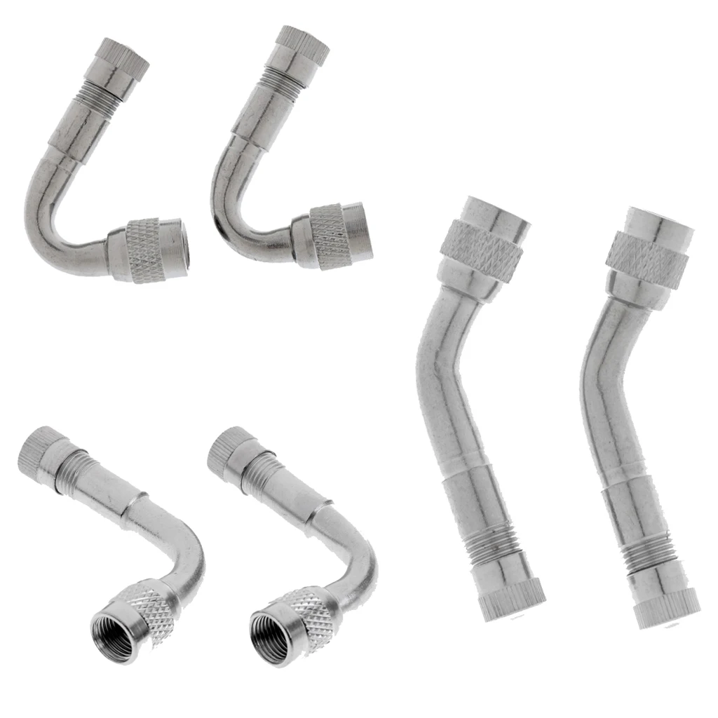 6 Pieces Tire Tyre Valve Stem Adapter Extension Stems Extender 45Degree 90Degree 135Degree for Cars Trucks Bikes Scooters