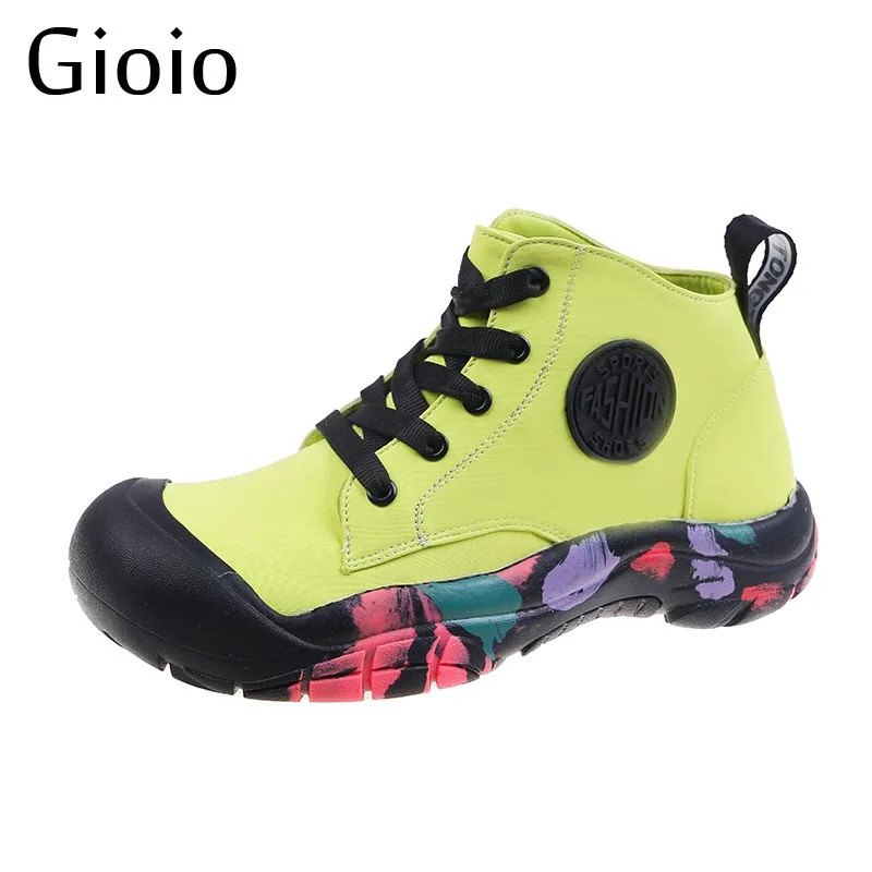 

Gioio Colored Female Shoes Dazzle color breathable fashion sports casual shoe Women Yellow trend thick sole Running Sneakers