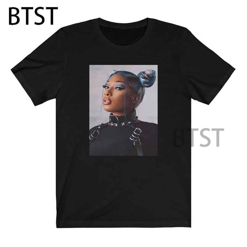 Megan Thee Stallion Aesthetic t-shirt Unisex Crew Neck T-Shirt punk styele Men Hip Hop Tshirt Cotton Graphic Summer Top | Мужская одежда