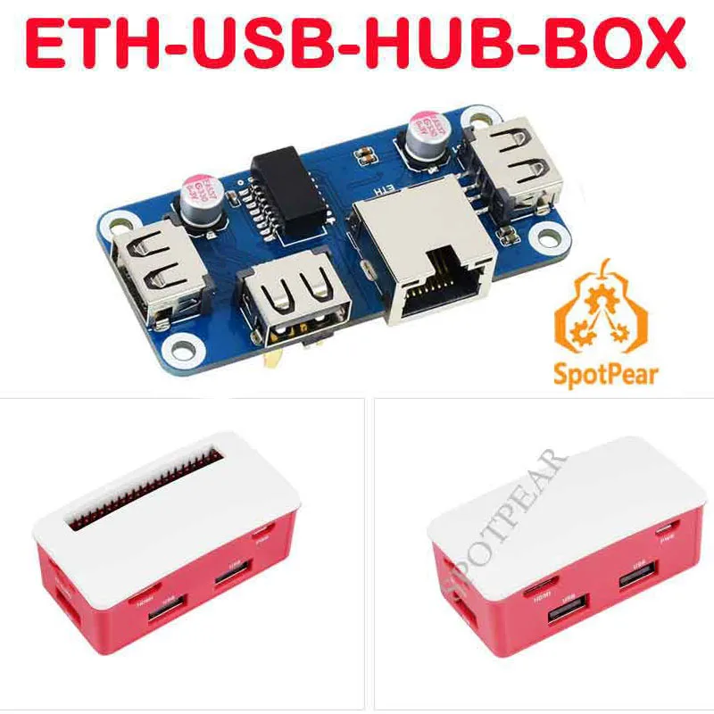 Raspberry Pi Zero Series Ethernet / Usb Hub Box Eth/Usb Hub Hat (B) 1X Rj45, 3X Usb 2.0