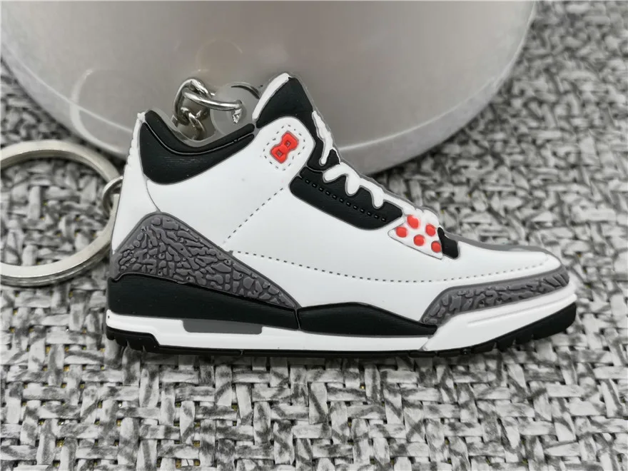 Мини AJ обуви брелок модные Для мужчин Для женщин малыш Jordan 3 Подарочный Брелок для ключей ретро баскетбол брелок-кроссовок для ключей ключ держатель Porte Clef - Цвет: 363