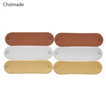 

Lychee Life 10/48/50pcs Brown Gold Silver Blank Synthetic PU Leather Labels Tags For Garment Bags Shoes Sewing