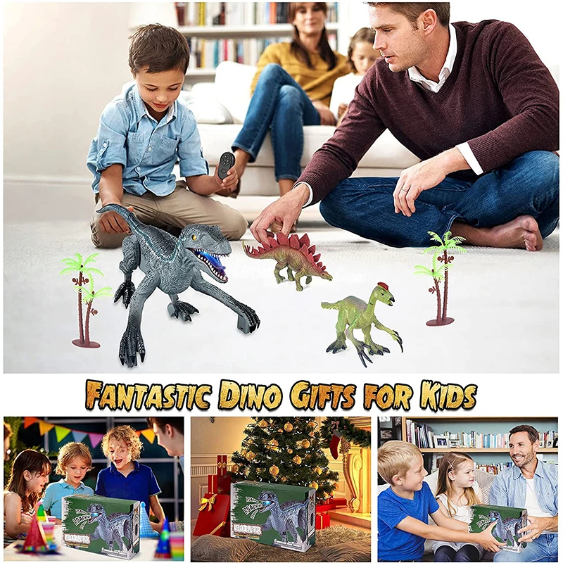 YANGUN Dinosaure Télécommandé – Marche, Rugit, Lumières LED, Bras Et Queue Amovibles, 2,4 GHz, Coffret Cadeau