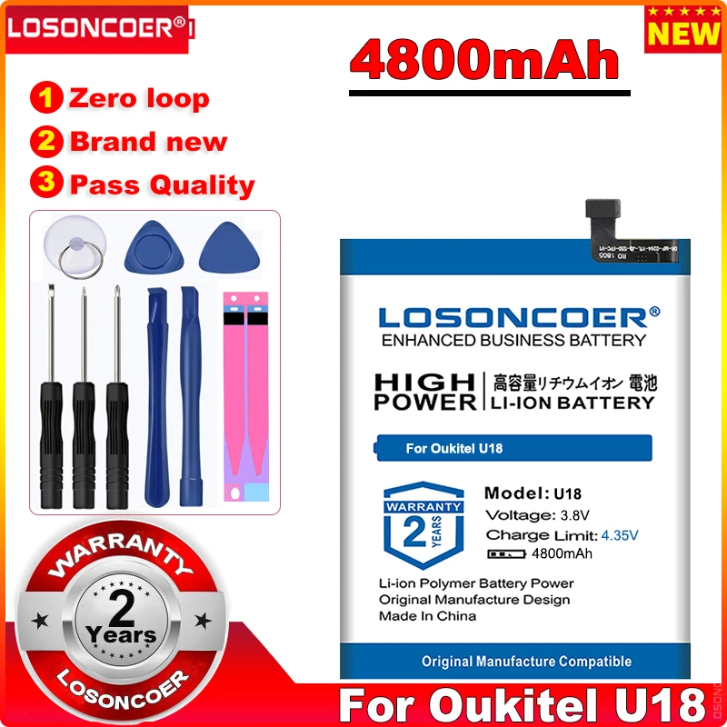 

LOSONCOER New listing 4800mAh U18 Battery for Oukitel +Free Tools