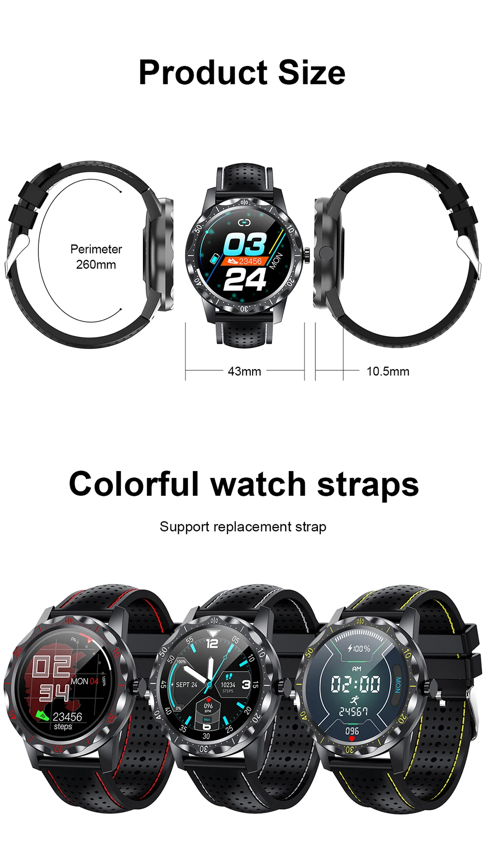 SKY 1 Plus Smartwatch Waterproof Sleep Tracker Sport Fitness Bluetooth Smartwatch