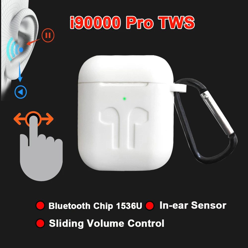  i90000 Pro TWS Arie 2 Wireless Earphone 8D Super Bass Bluetooth 5.0 Earphone Sliding Volume Adjustm