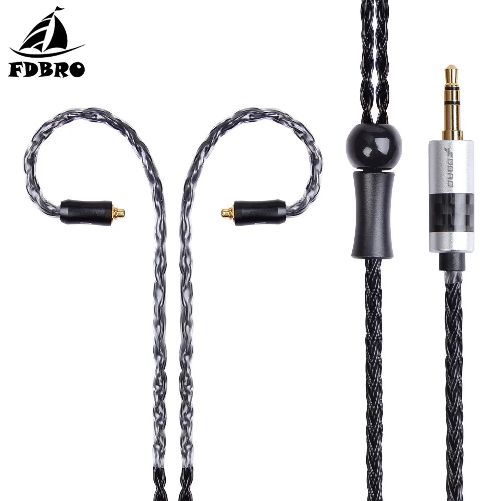 FDBRO IE80 IM 2Pin 0,78 мм A2DC кабель 16 ядер 2,5/3,5/4,4 мм серебро наушники с покрытием Обновите проводные наушники кабель MMCX SE425 SE535