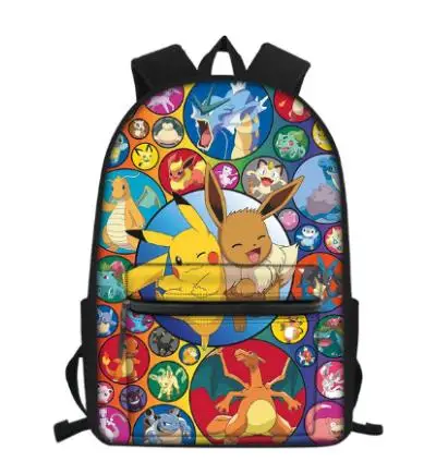 

Fashion Students Canvas Backpack Pokemon Pattern Girls School Book Bags Cartoon Pikachu Design Women's Travel Backpacks