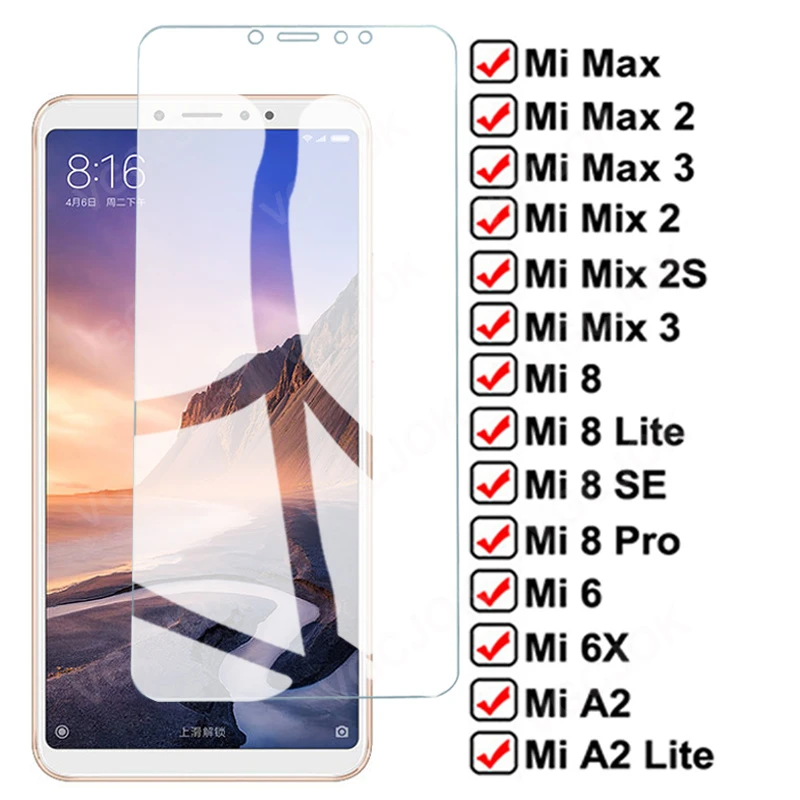 11D Full Kính Bảo Vệ Cho Xiaomi Max 2 3 Pha 2 2S 3 Kính Bảo Vệ Bộ Phim Mi 6 6X mi 8 SE A2 Lite Cường Lực Bảo Vệ Màn Hình iphone screen protector