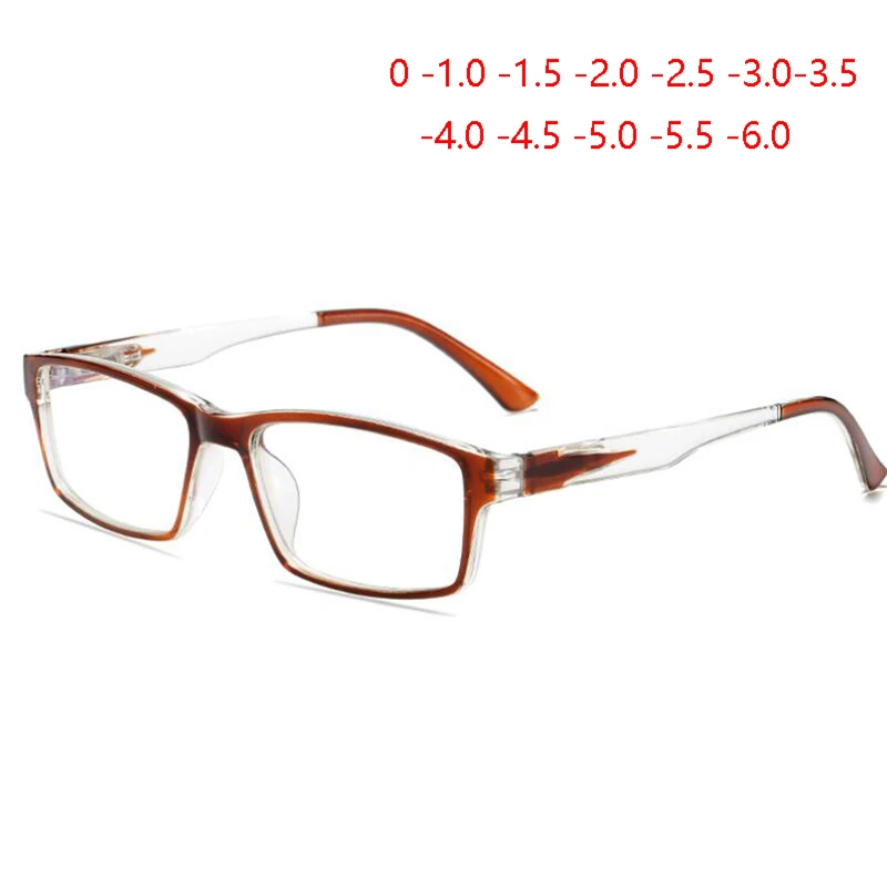 

Spring Leg Anti-blue light Computer Goggles Women Literary Blocking Blue Light Square Finished Myopia Glasses -1.0 -1.5 To -6.0