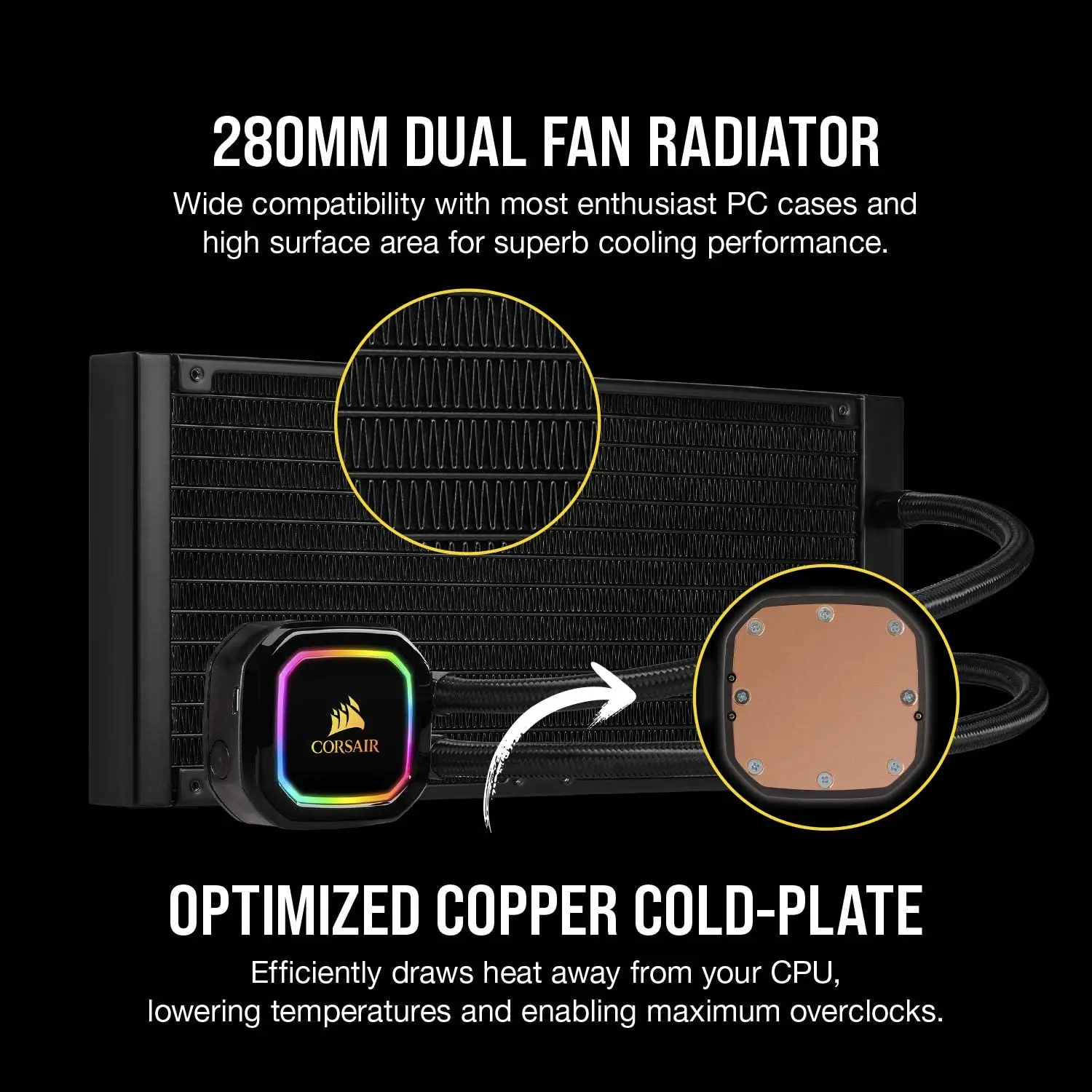 Corsair iCUE H115i RGB Pro XT 280 мм радиатор двойной 140 PWM вентиляторы управление программным