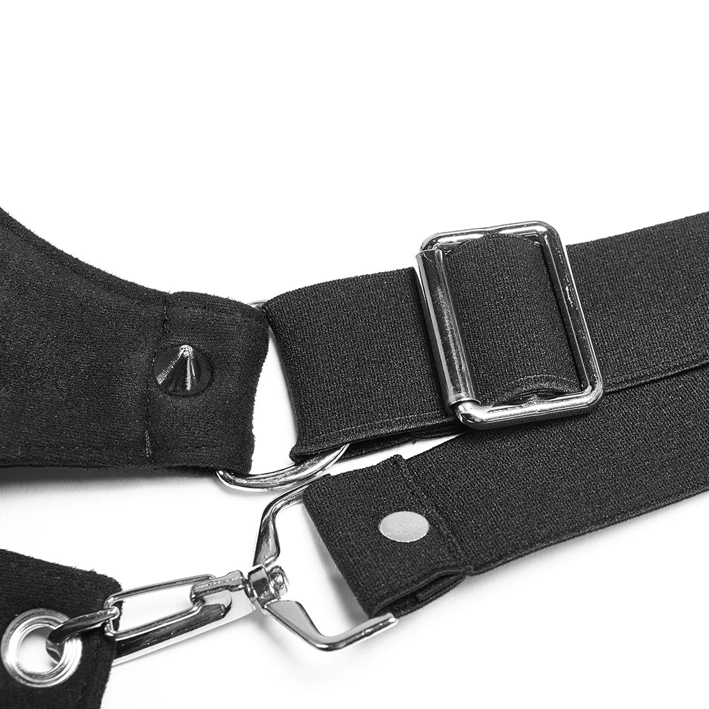 Панк рейв Женская Панк замша бархат высокая талия ремень юбка регулируемый плечевой ремень Повседневная Harajuku половина юбка Уличная