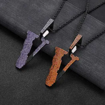 

Iced Out Letters Pendant Necklace With Chain 4 Colors AAA Zircon Mens Necklace Fashion Multicolor Hip Hop Jewelry For Gifts