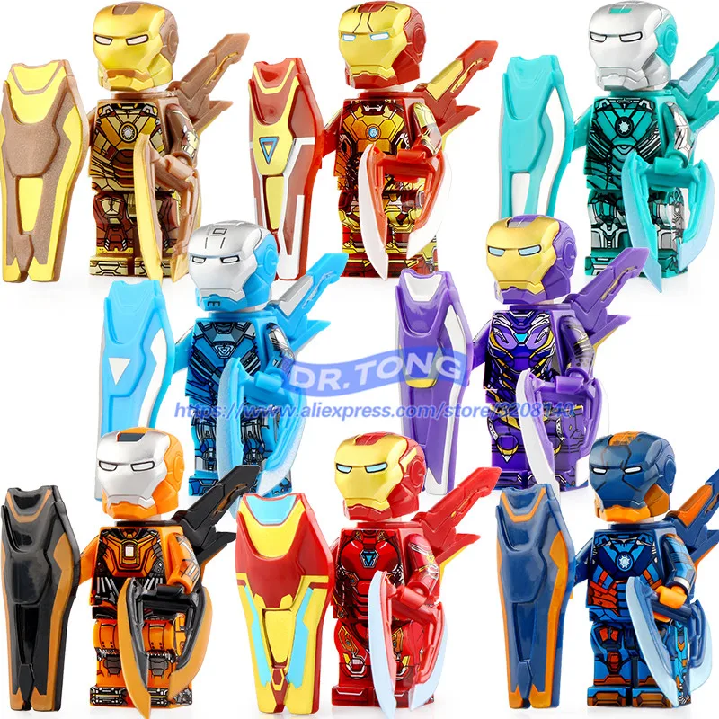 

50PCS Super Avengers Endgame Action Figures Iron Man Tony Stark MK21 MK16 Mark Bricks Model Children Toys WM733-WM740