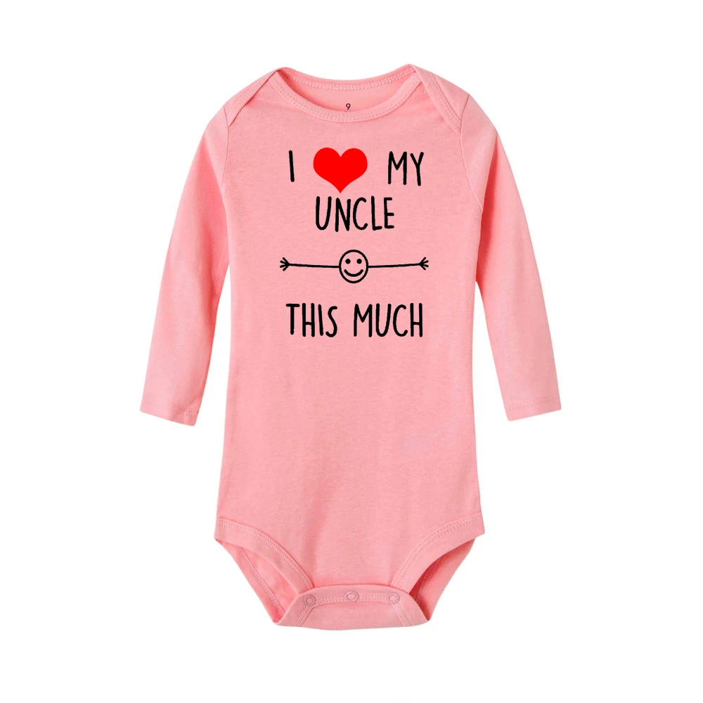 Хлопковый комбинезон с надписью «I Love My Uncle This Much» для новорожденных от 0 до 24 месяцев, забавный комбинезон с длинными рукавами для малышей, Модный комбинезон для маленьких мальчиков и девочек