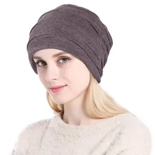 Новинка, эластичная хлопковая шапка-тюрбан, одноцветная женская теплая зимняя шапка, головной платок, внутренняя шапка для женщин-мусульман