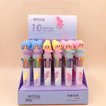 

36pcs/lot cute cartoon beauty fish doll creative 10 colors ballpoint pen students prize promotion gift office school stationery