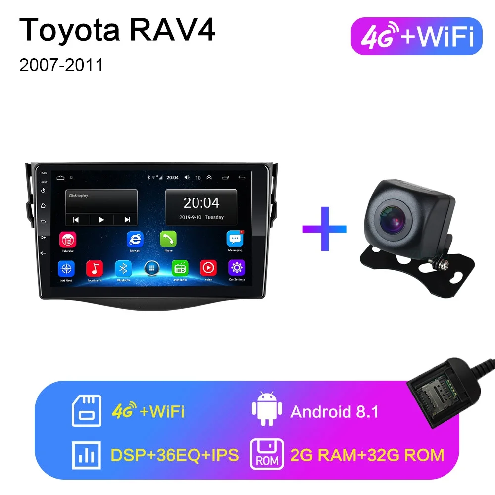 2G+ 3 2G 9 ''2din Android 8,1 автомобильный dvd-плеер для Toyota RAV4 Rav 4 2007 2008 2009 2010 2011 Автомобильный Радио gps навигация Wifi плеер - Цвет: 4G-WIFI 2G-32G-XGYS