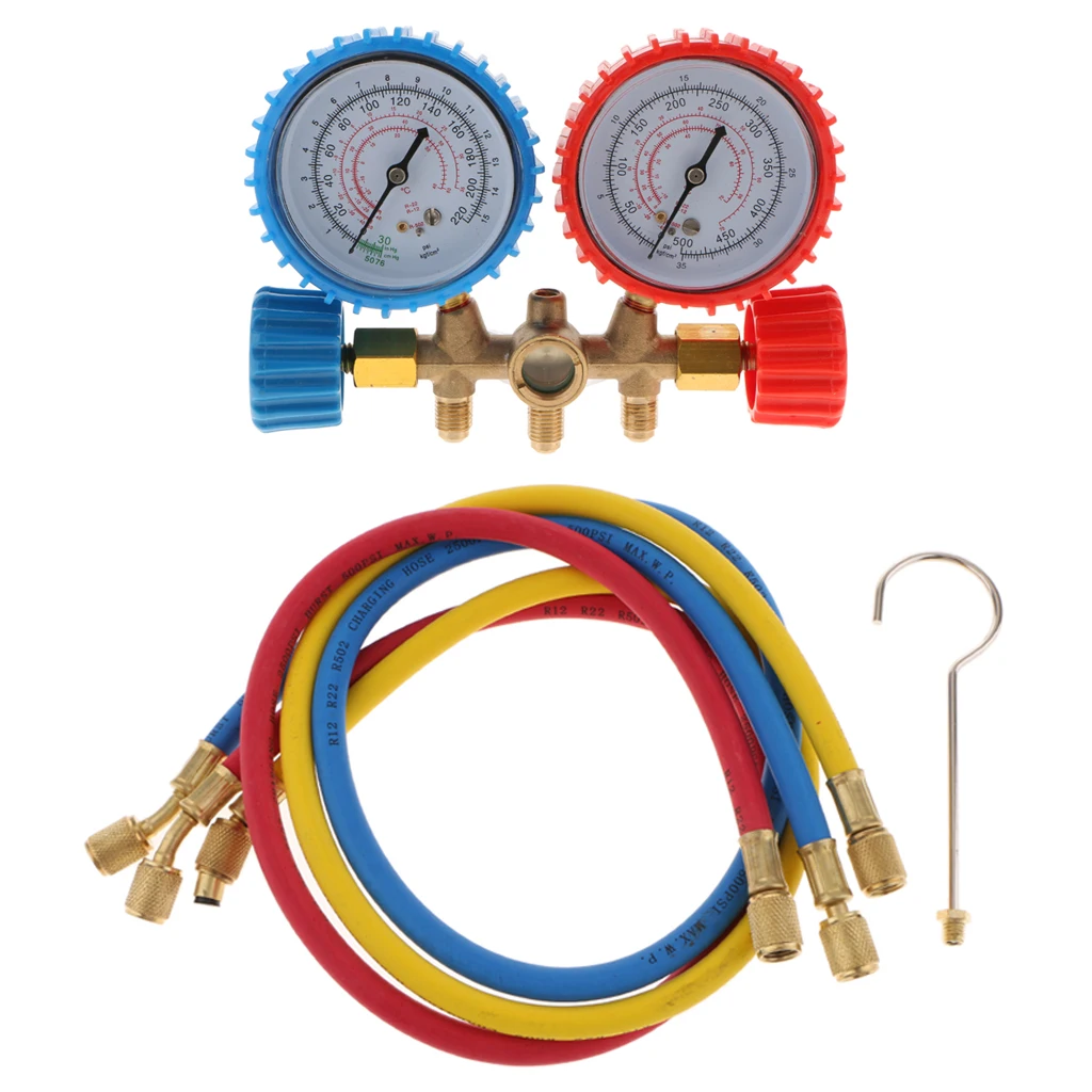 air conditioner fluorine meter high pressure gauge vehicle refrigerator tool, tubing, dual head, air cooling test repair tools