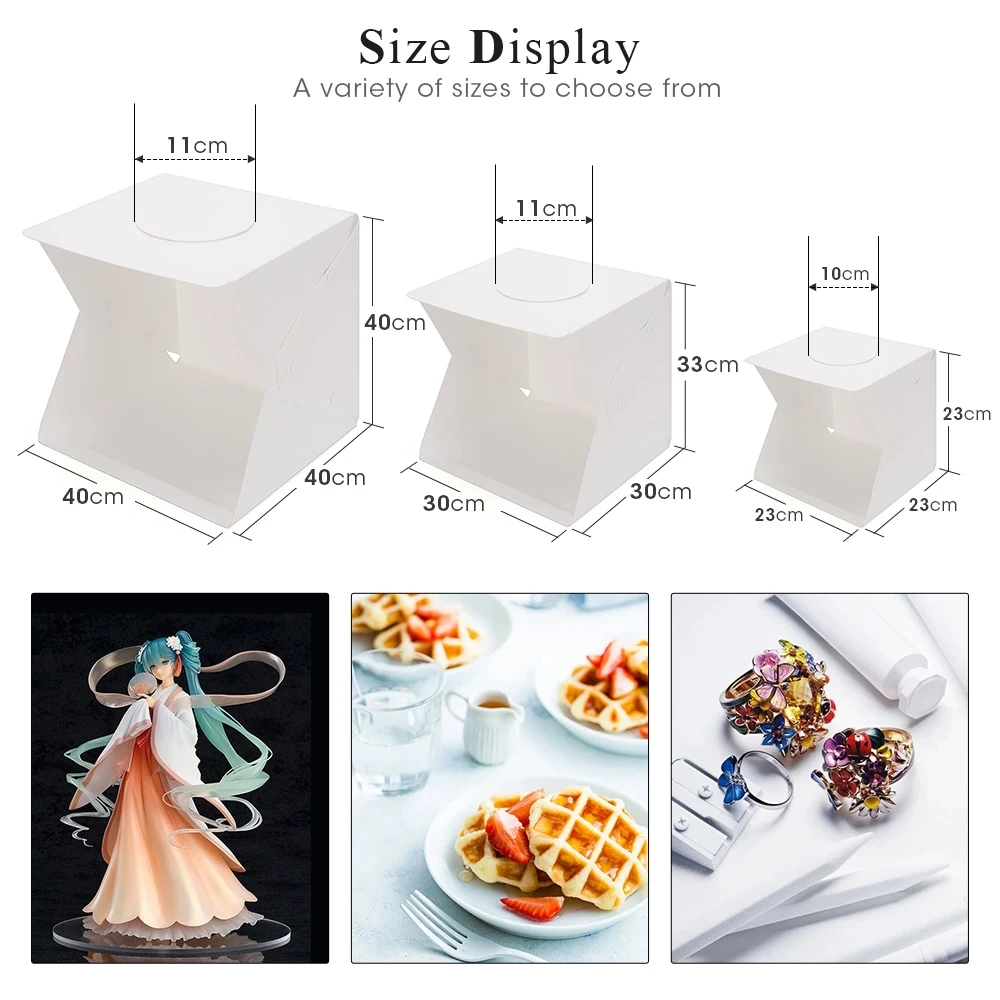 40CM LED Softbox Portable Photography Photo Studio Mini Lightbox Background Kit &6 Color Backdrops USB Light Box for DSLR Phone