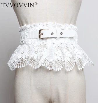 

China Lace Split Joint Pu Leather Temperament Black Wide Belt Personality Women New Fashion Tide All-match Spring 2020 1R983