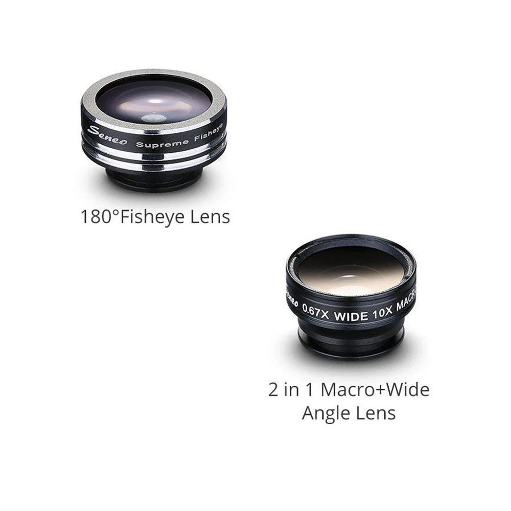 Seneo EF1 3 In 1 Angle Macro Fisheye Lens Camera Kits Mobile Phone Fish Eye Lenses With Clip 0.67x Wide Angle for iPhone Samsung (8)