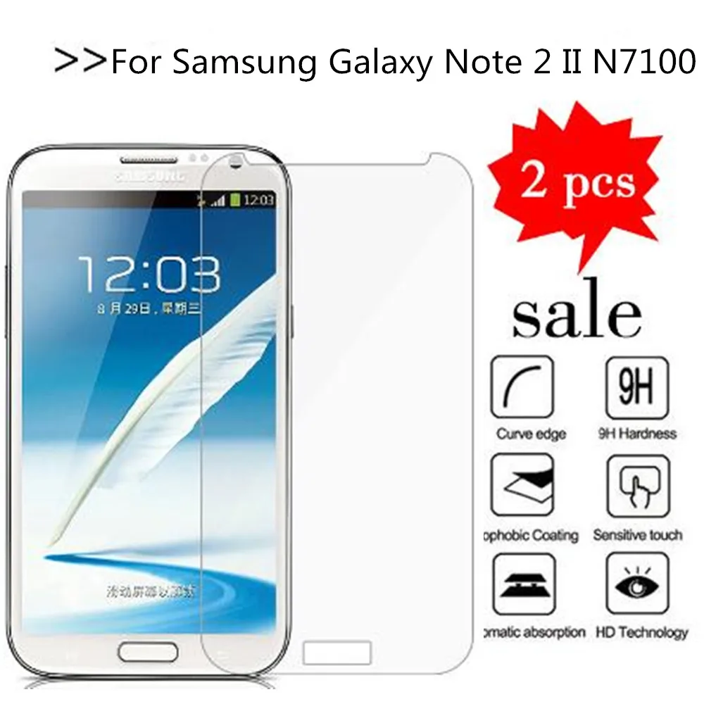 Стекло для Samsung note2 n7100 2 шт. защита экрана закаленное стекло Galaxy Note II N7100 N7105