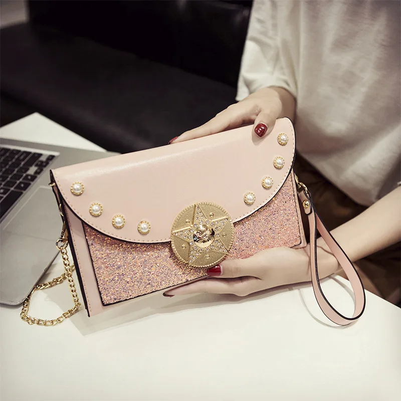 

Guangzhou Wholesale 2019 New Style Shoulder WOMEN'S Handbag Fashion Shoulder Square Sling Bag Korean-style Summer Rivet WOMEN'S