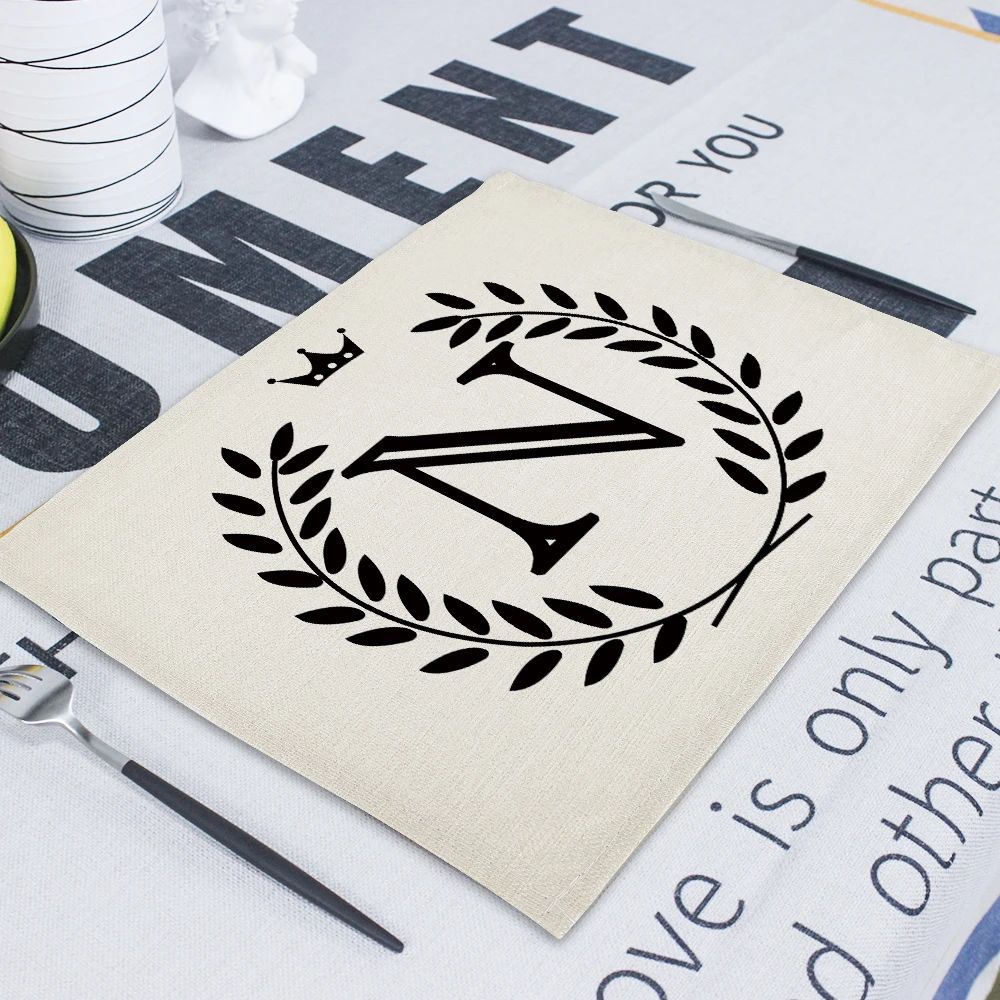 42*32cm Geometric Letter Wedding Napkin Dining Table Mat Drink Coasters Linen Pads Kitchen Table Mats Napkins Servilleta De Tela - Цвет: CD32-14