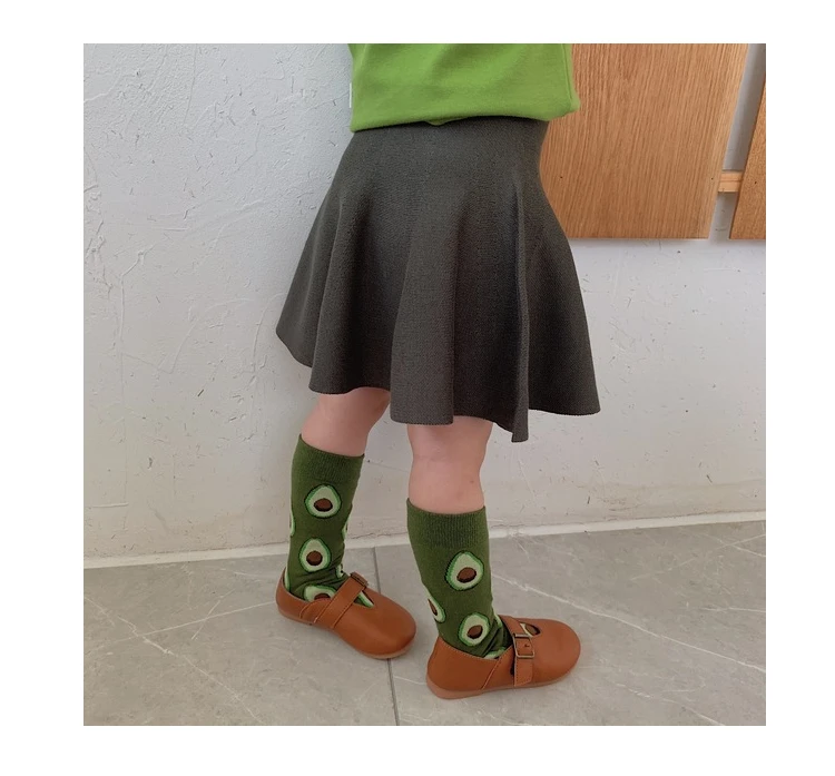 Новинка осени для маленьких девочек с принтом зелёные носки для детей модные длинные носки до колена