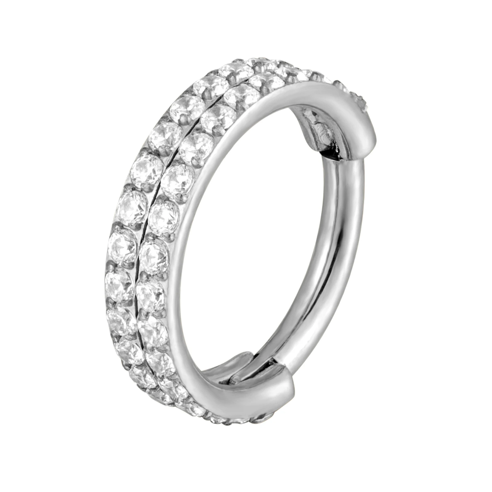 Nose Rings Piercing Jewelry Body Piercing Earrings Ear Piercing Jewelry Body Jewelry G23 Titanium Double row CZ Rings Septum Nose Rings